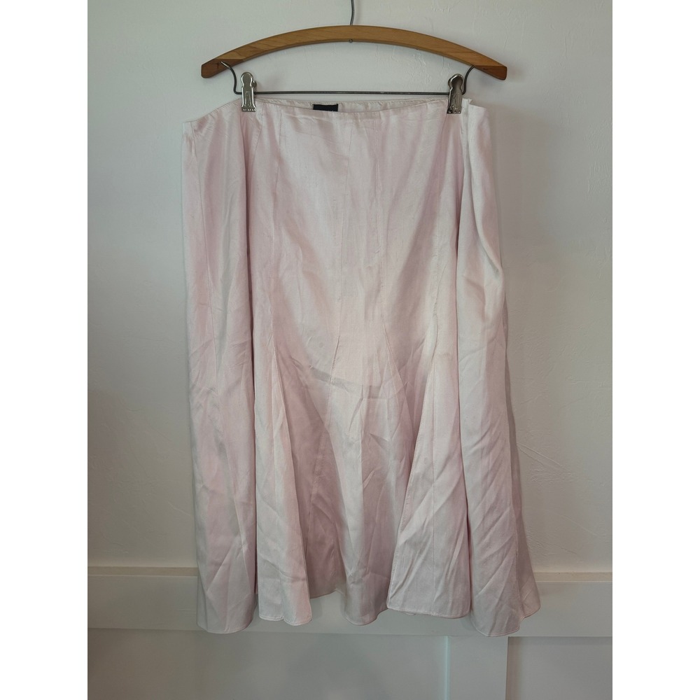 Eileen Fisher Pink‎ 100% Silk Lined Flared Midi Skirt XL Elegant Minimalist